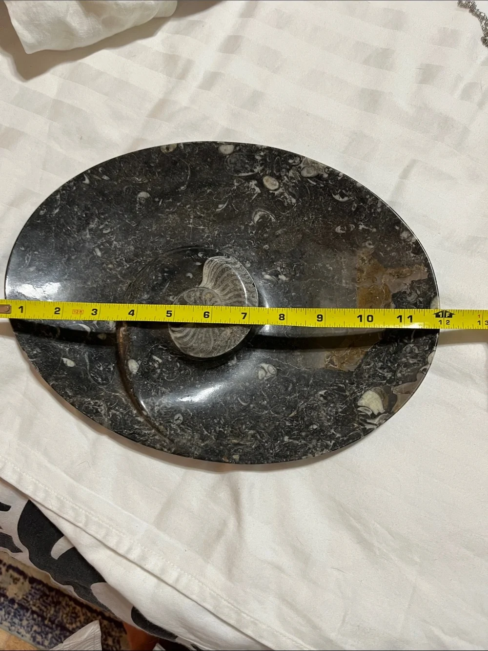 Black Fossil Marble Decorative Bowl - Home Accents